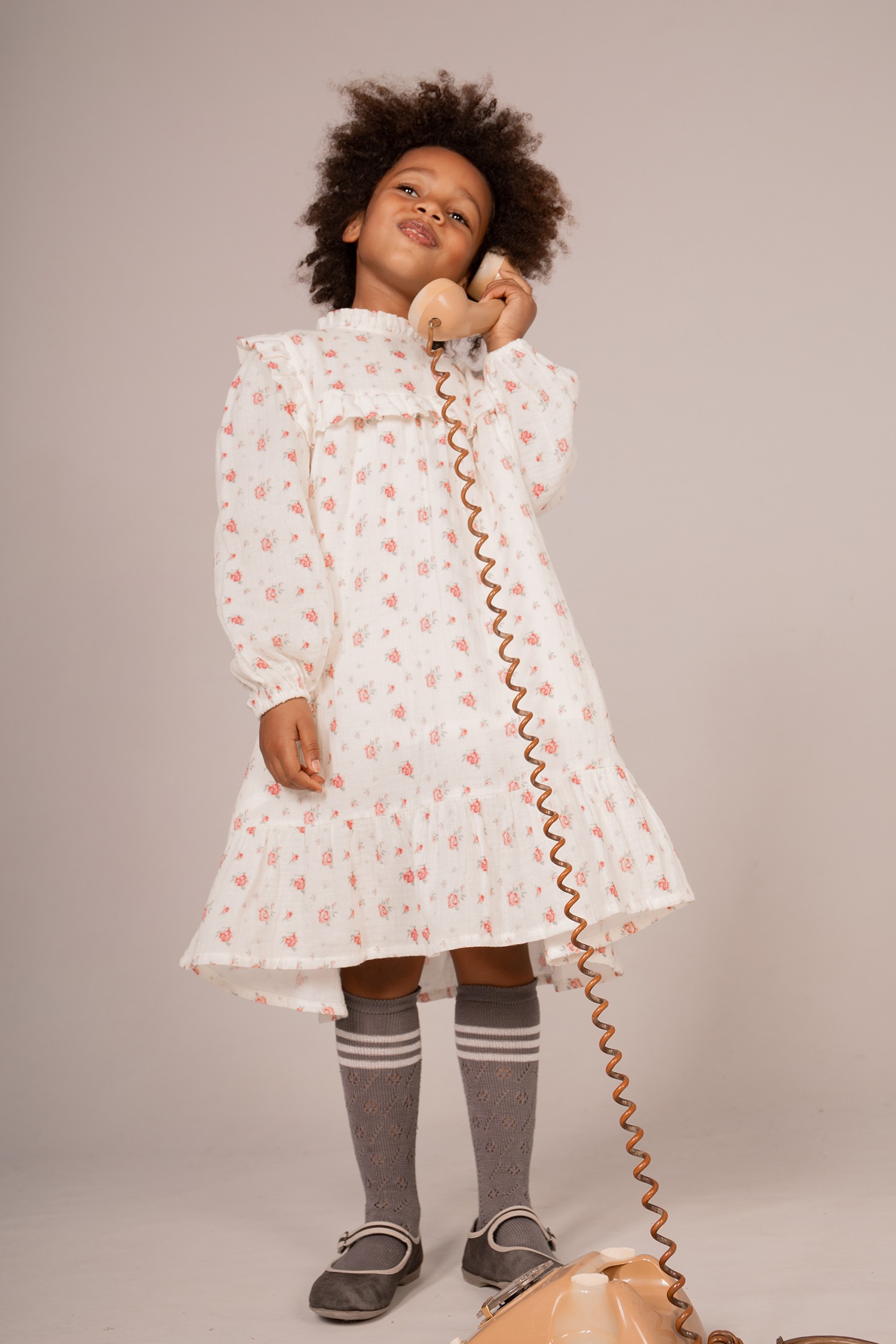 ROSE PRINT MUSLIN DRESS