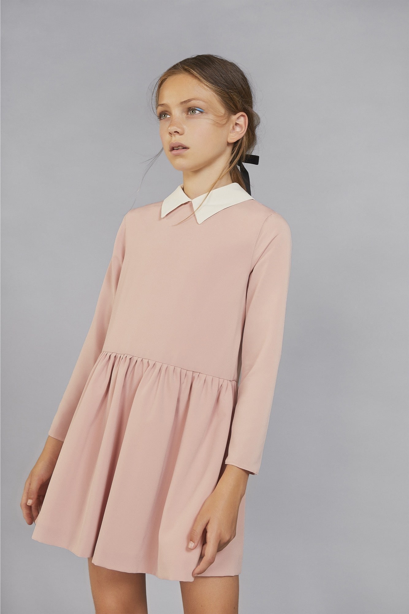 CREPE COLLARED DRESS