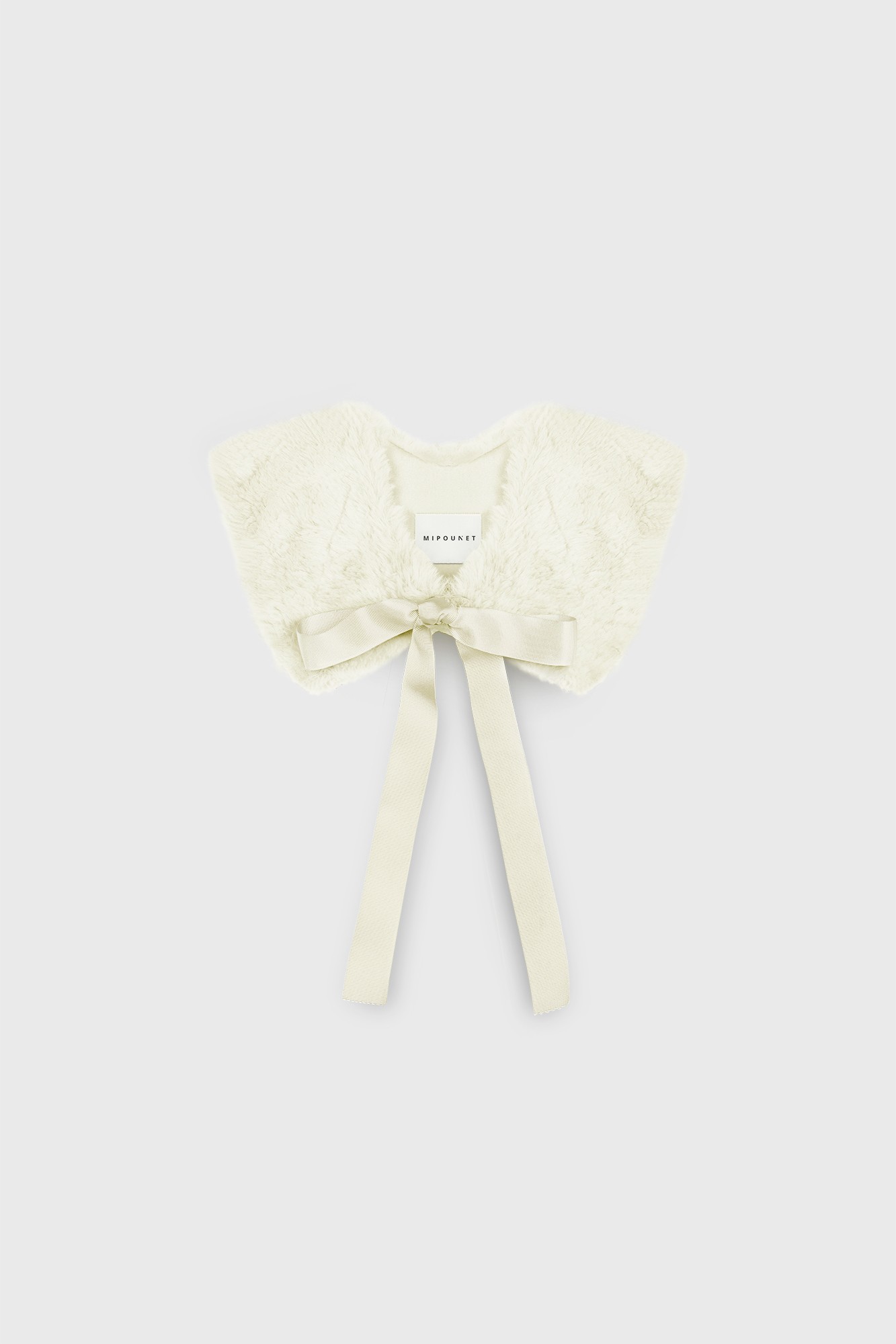 ECRU FAUX FUR BOW COLLAR