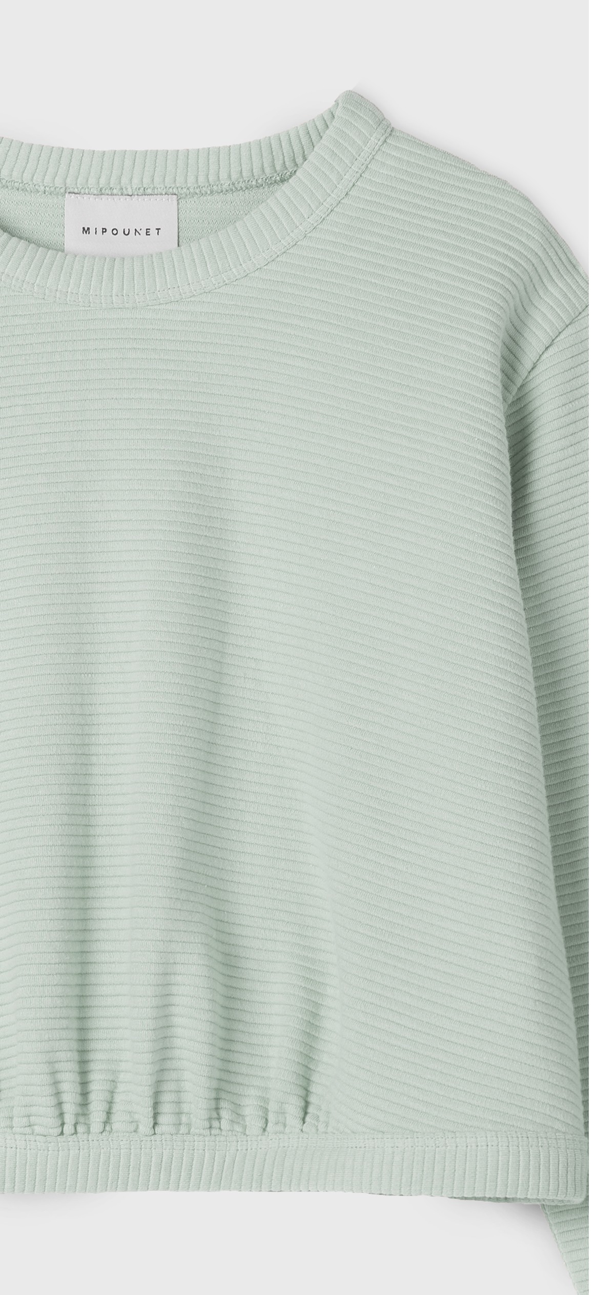 GREEN SHIRRED SWEATSHIRT