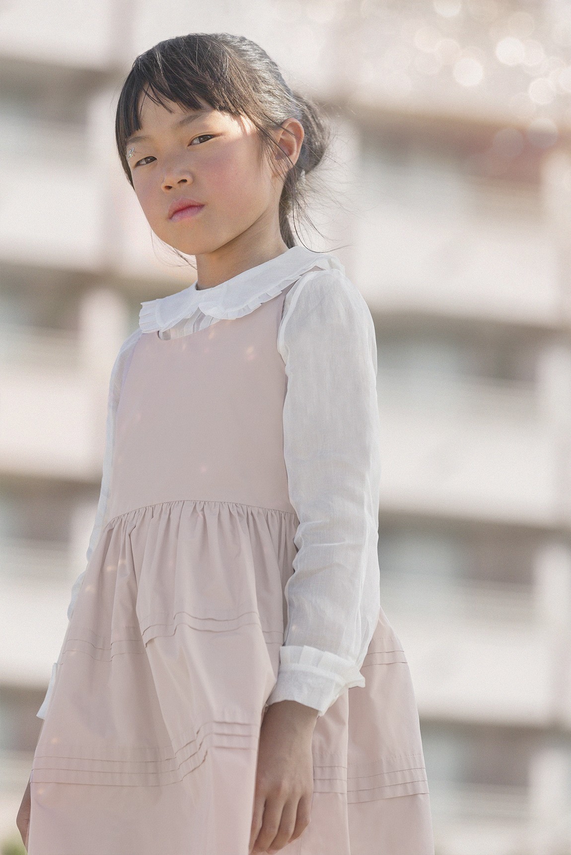 PINK TAFFETA PLEATED DRESS