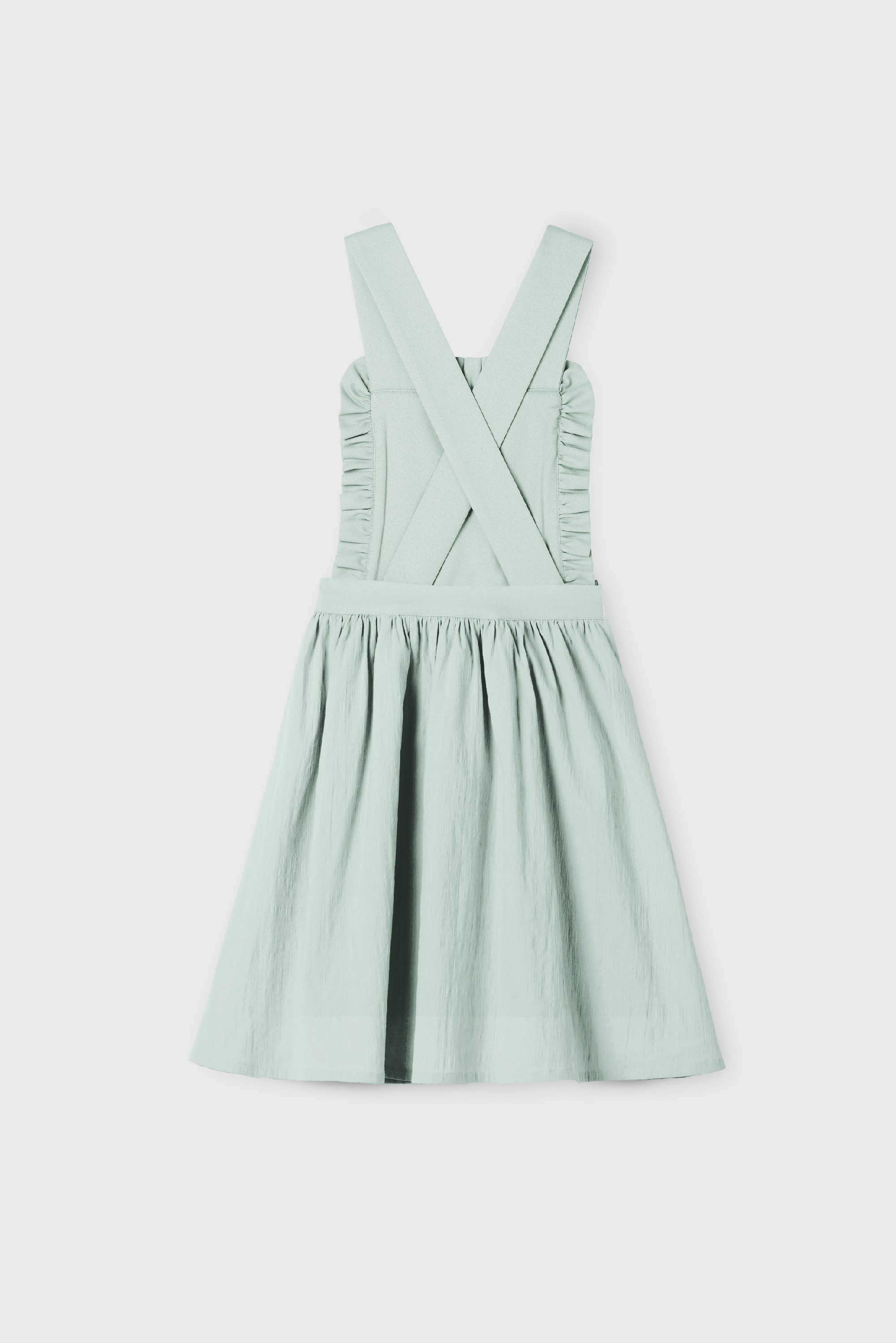 GREEN RUFFLE POPELIN FRISÉE DRESS