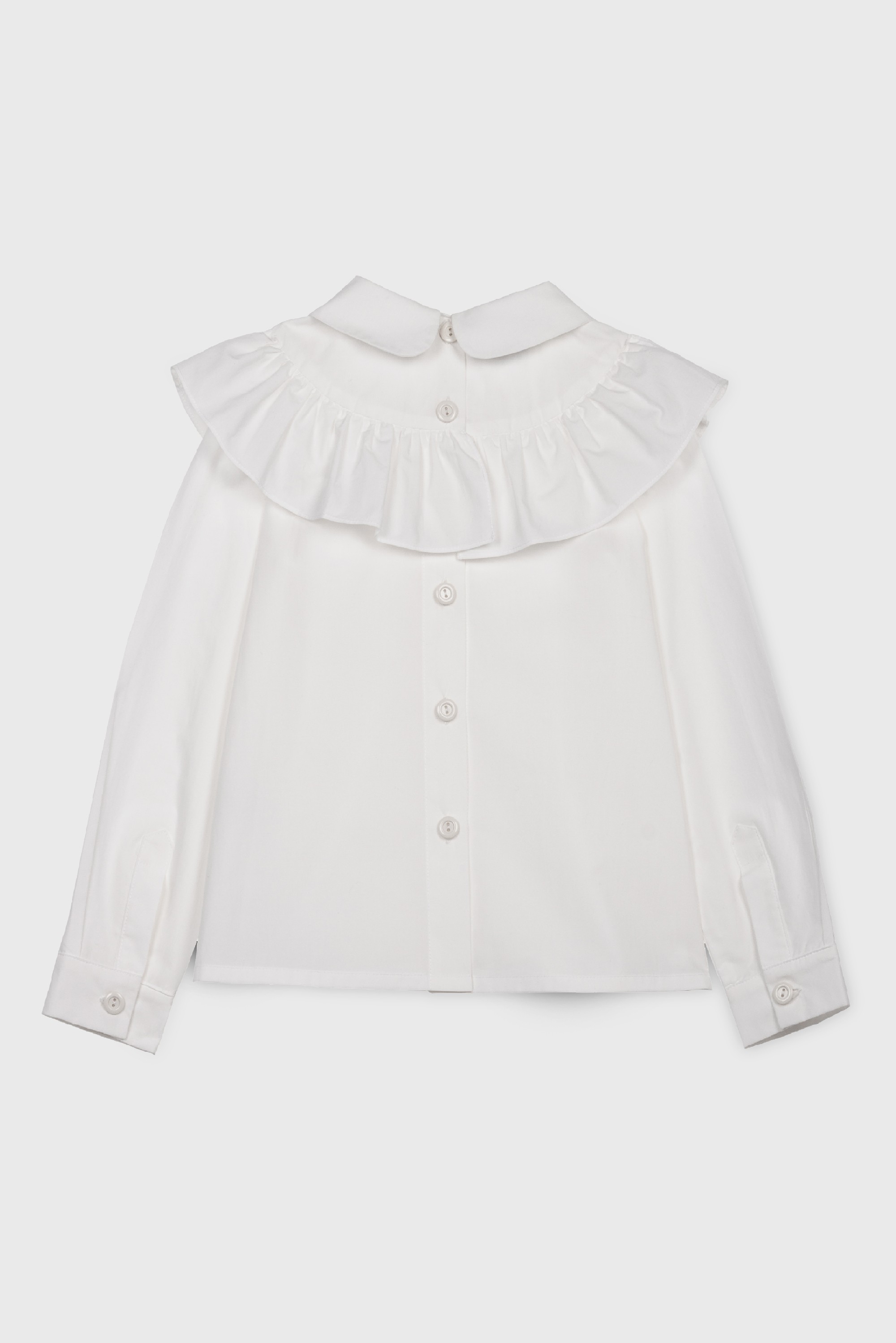 WHITE RUFFLE COLLARED BLOUSE