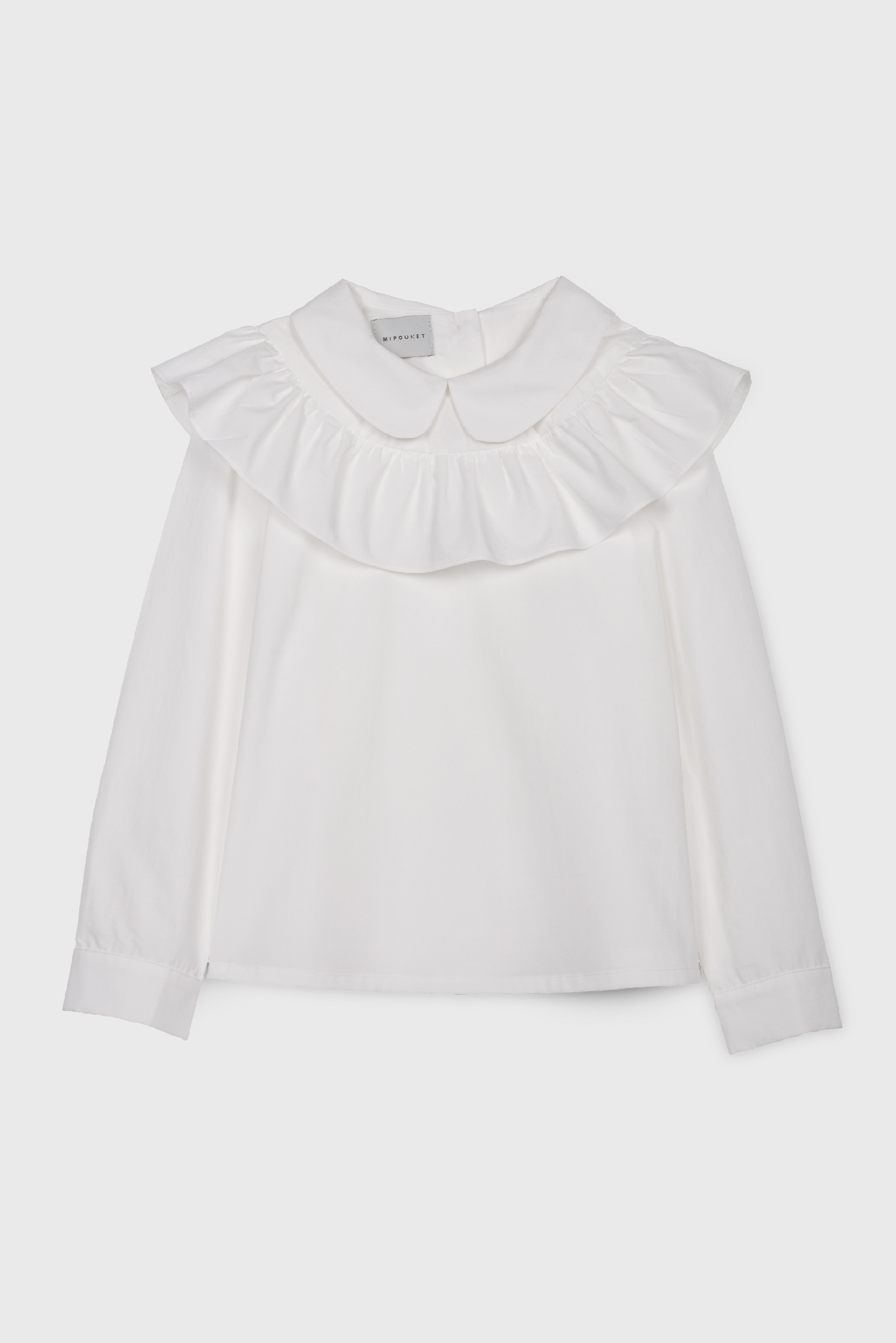 WHITE RUFFLE COLLARED BLOUSE