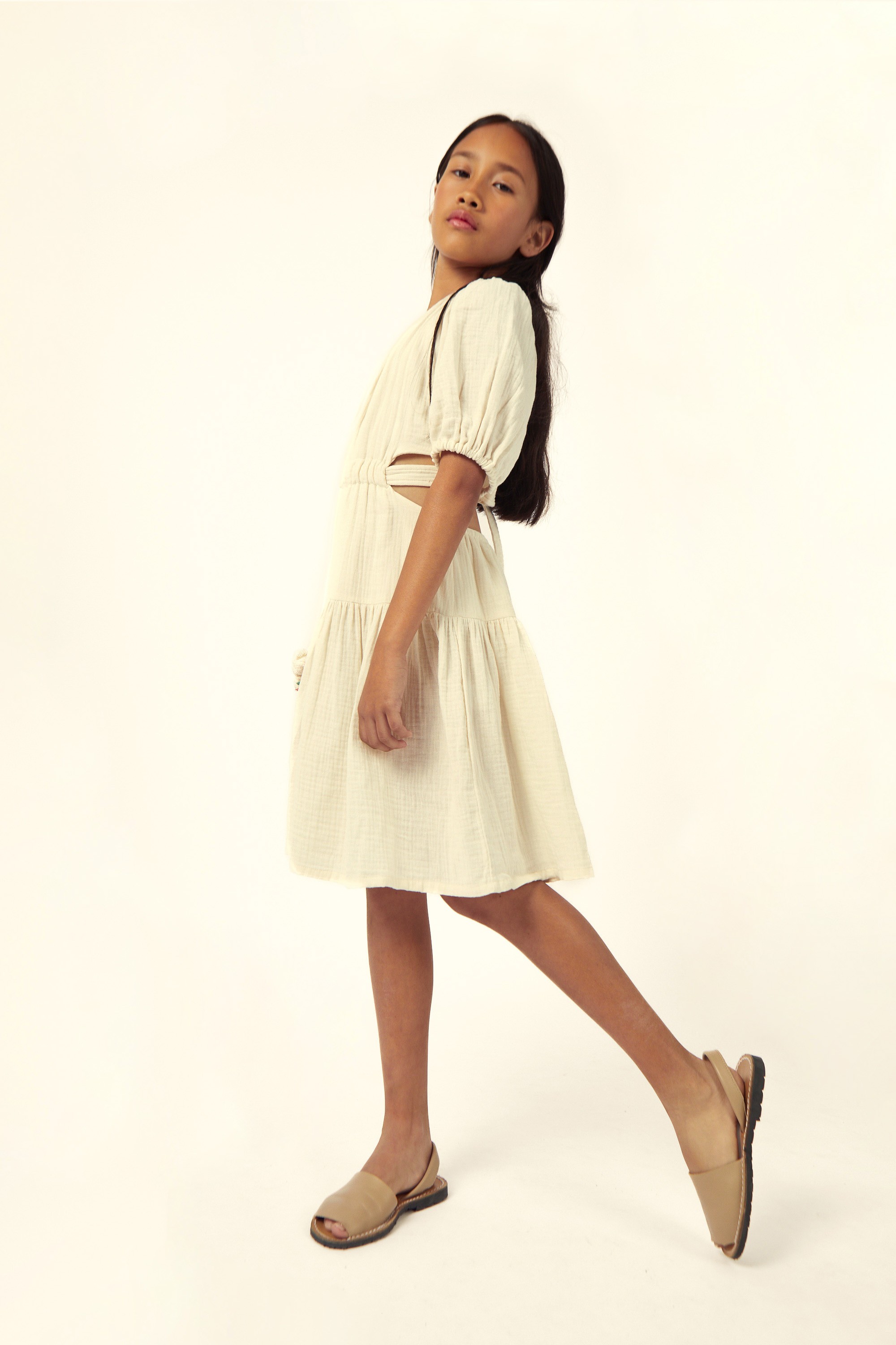 MARINE MUSLIN CUT OUT DRESS