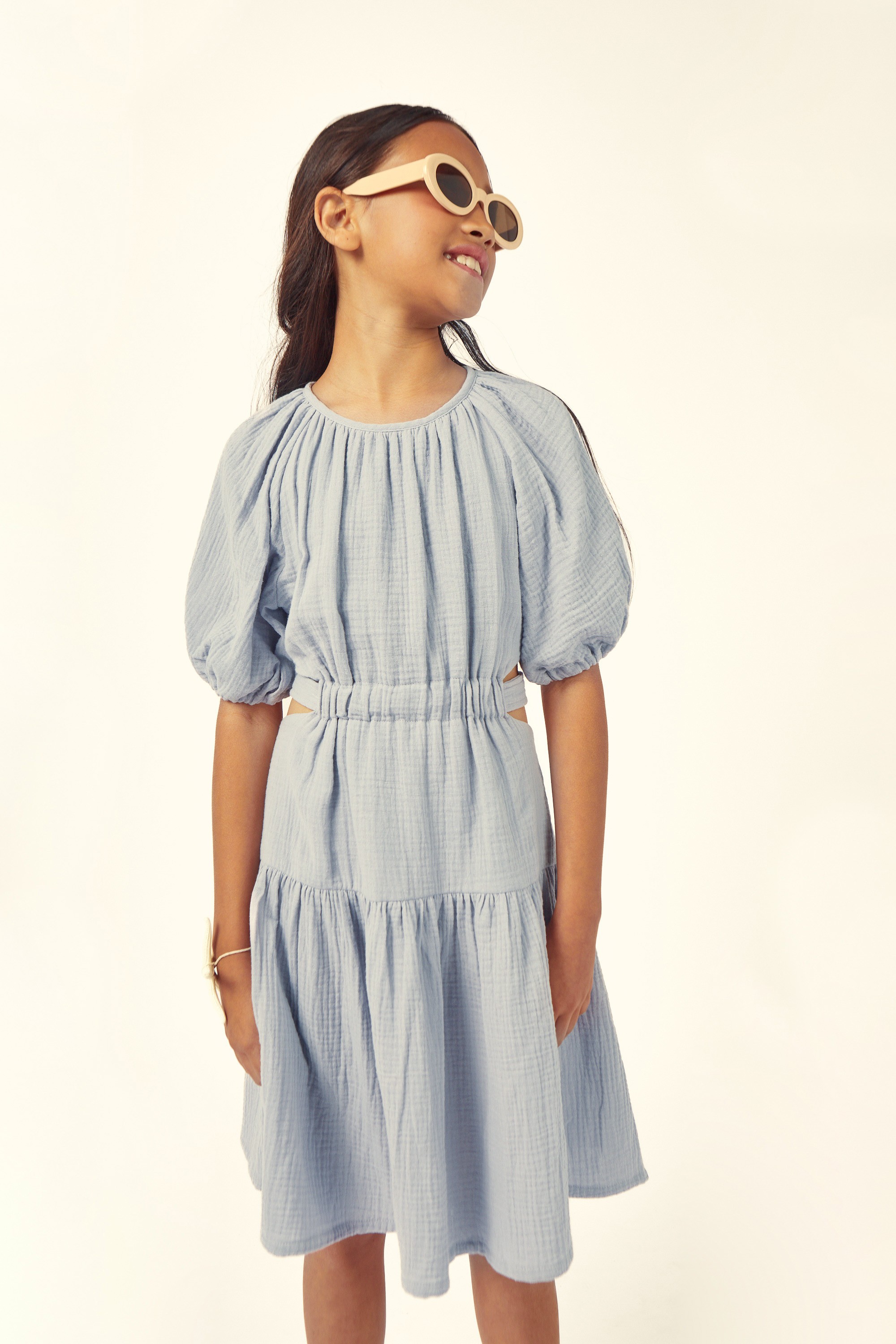 MARINE MUSLIN CUT OUT DRESS