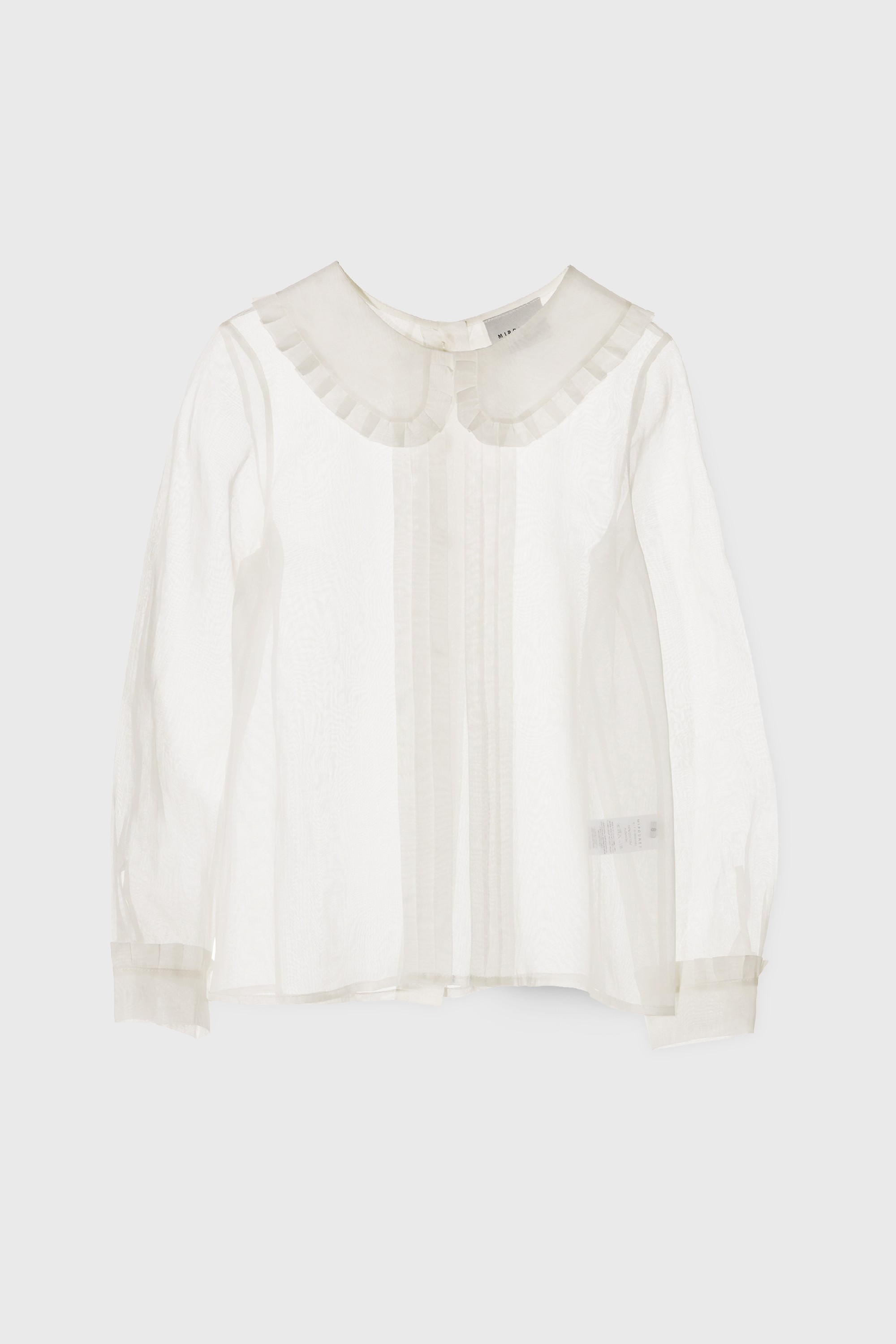 COTTON WHITE ORGANZA COLLARED BLOUSE COTTON WHITE ORGANZA COLLARED BLOUSE
