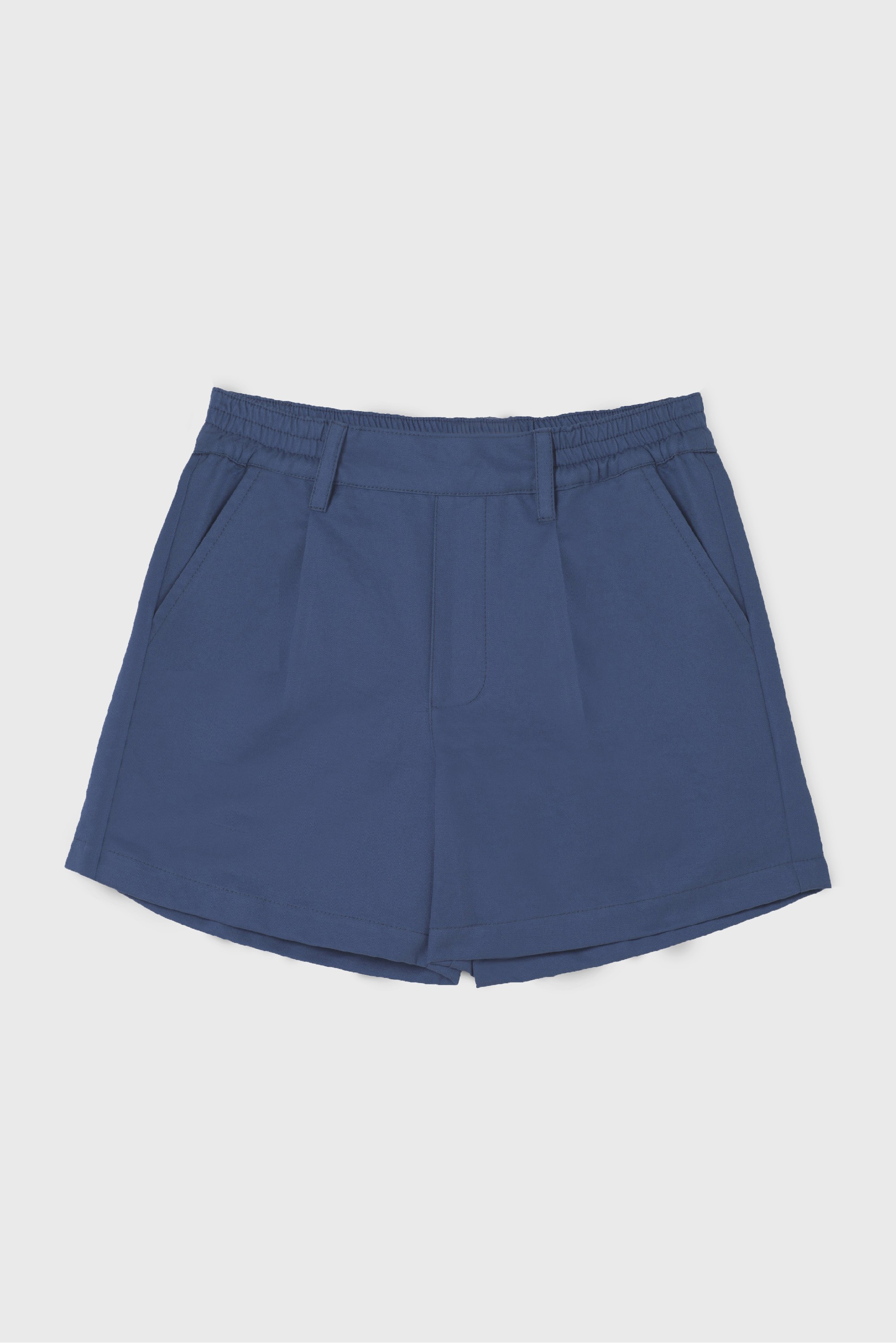 BLUE COTTON GABARDINE PLEATED SHORT BLUE COTTON GABARDINE PLEATED SHORT
