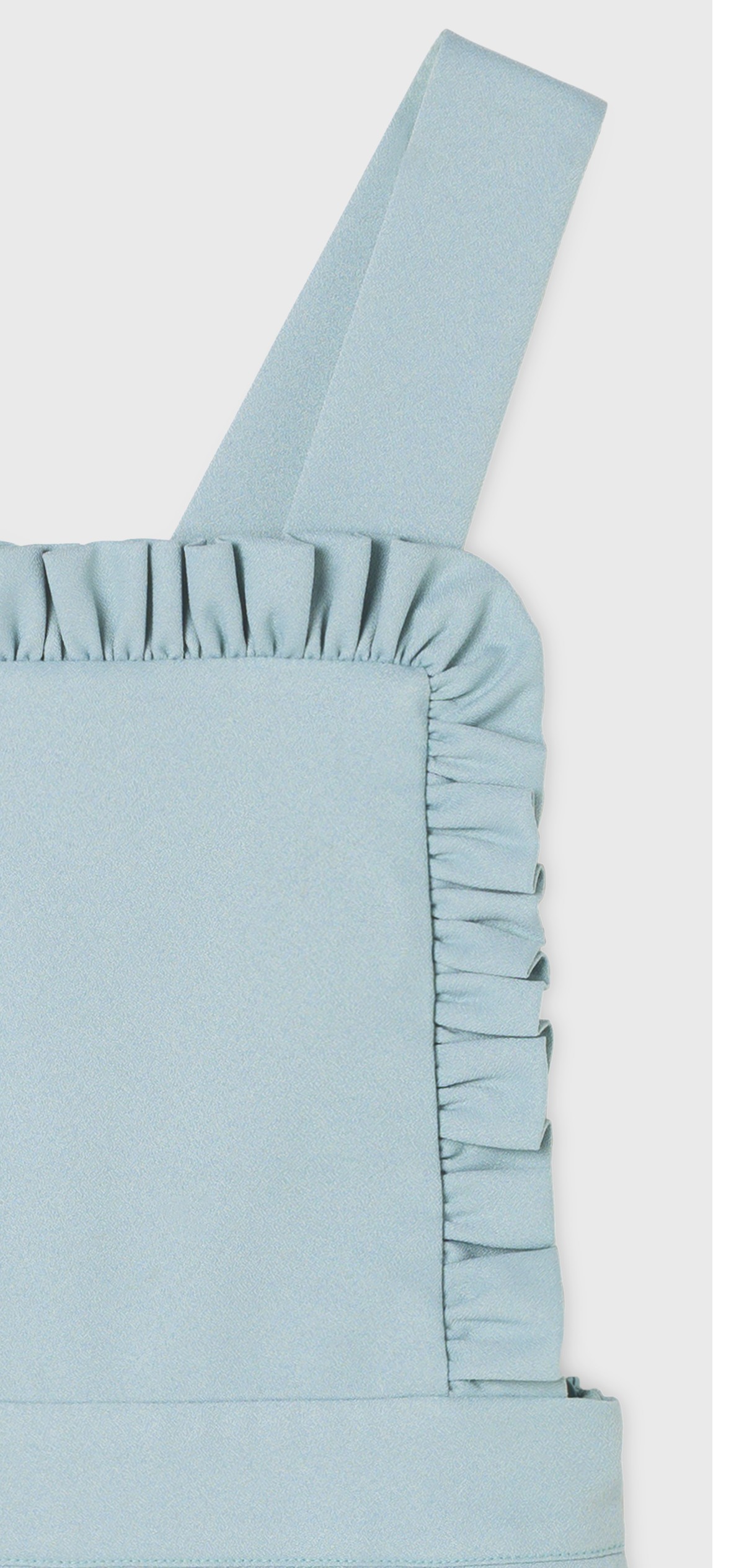 BLUE RUFFLE CREPE JUMPSUIT