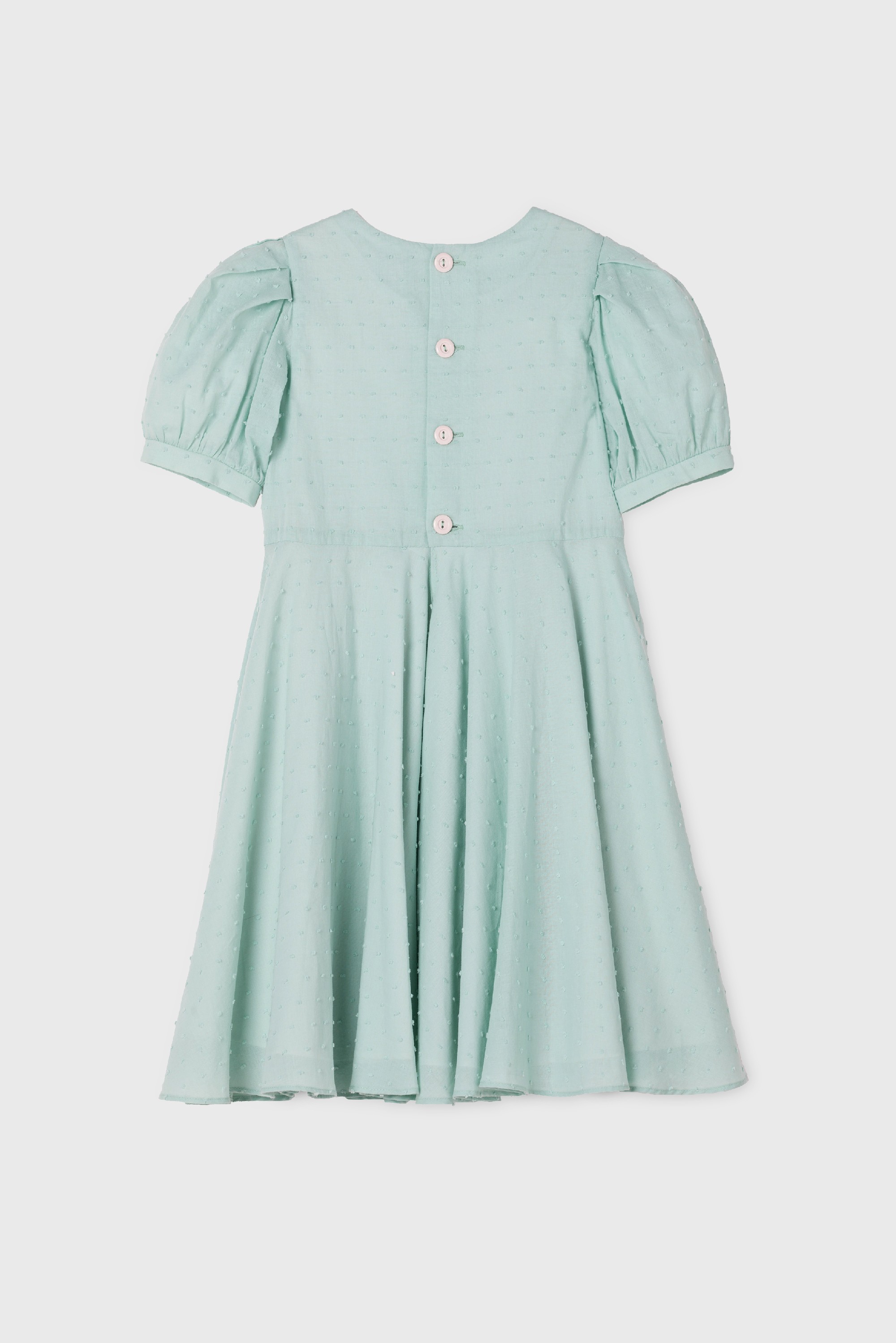 BLUE LANTERN SLEEVES PLUMETI DRESS