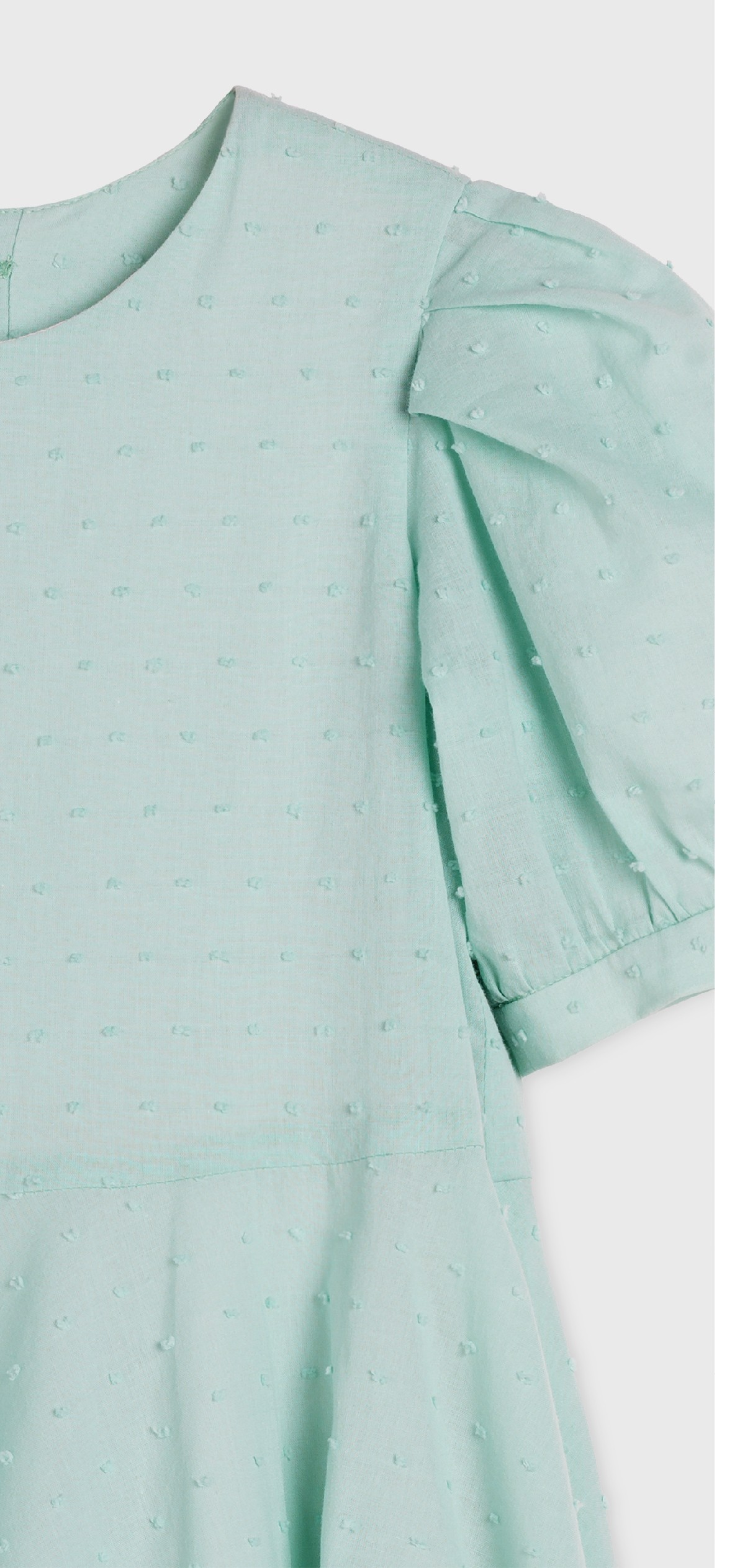 BLUE LANTERN SLEEVES PLUMETI DRESS
