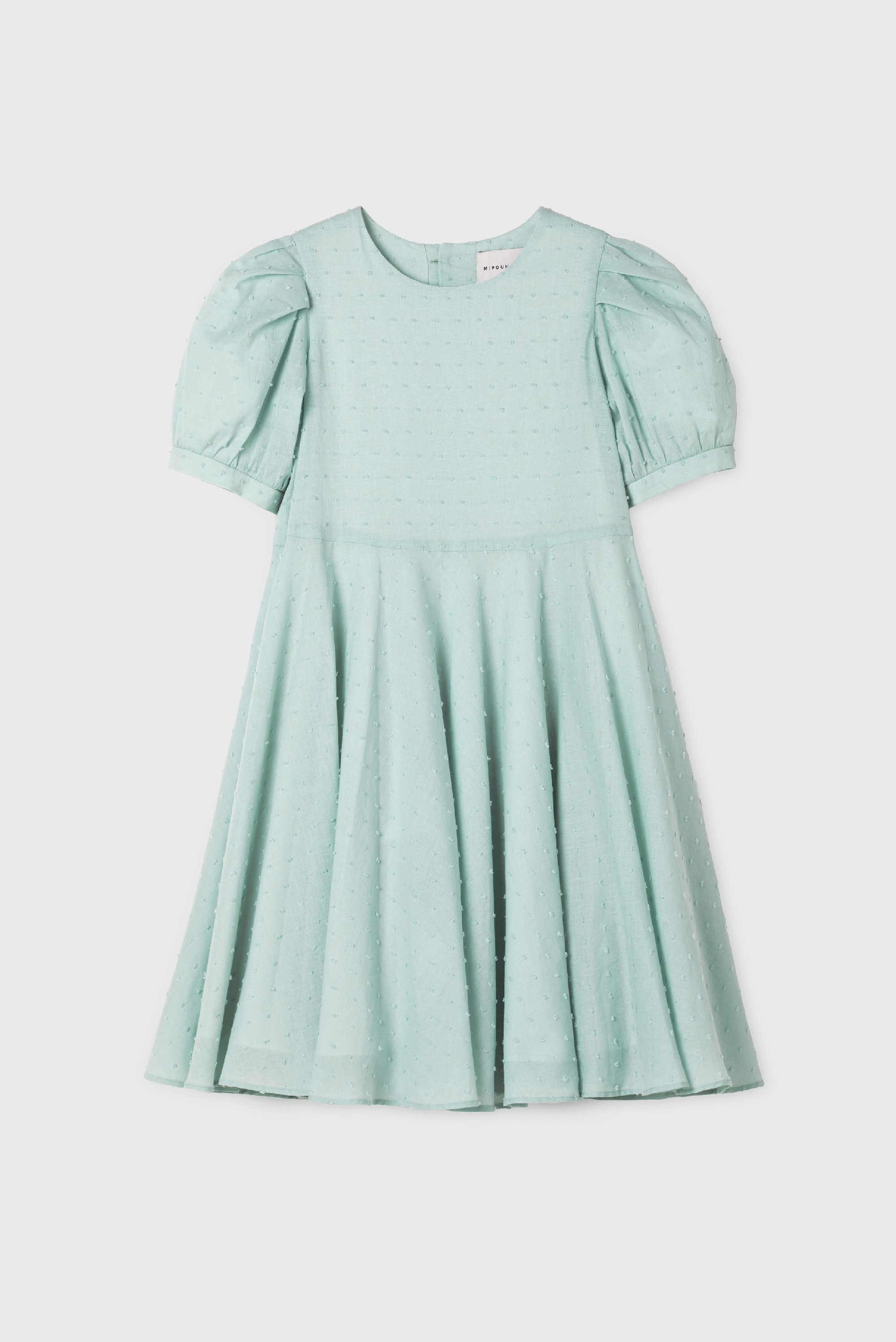 BLUE LANTERN SLEEVES PLUMETI DRESS