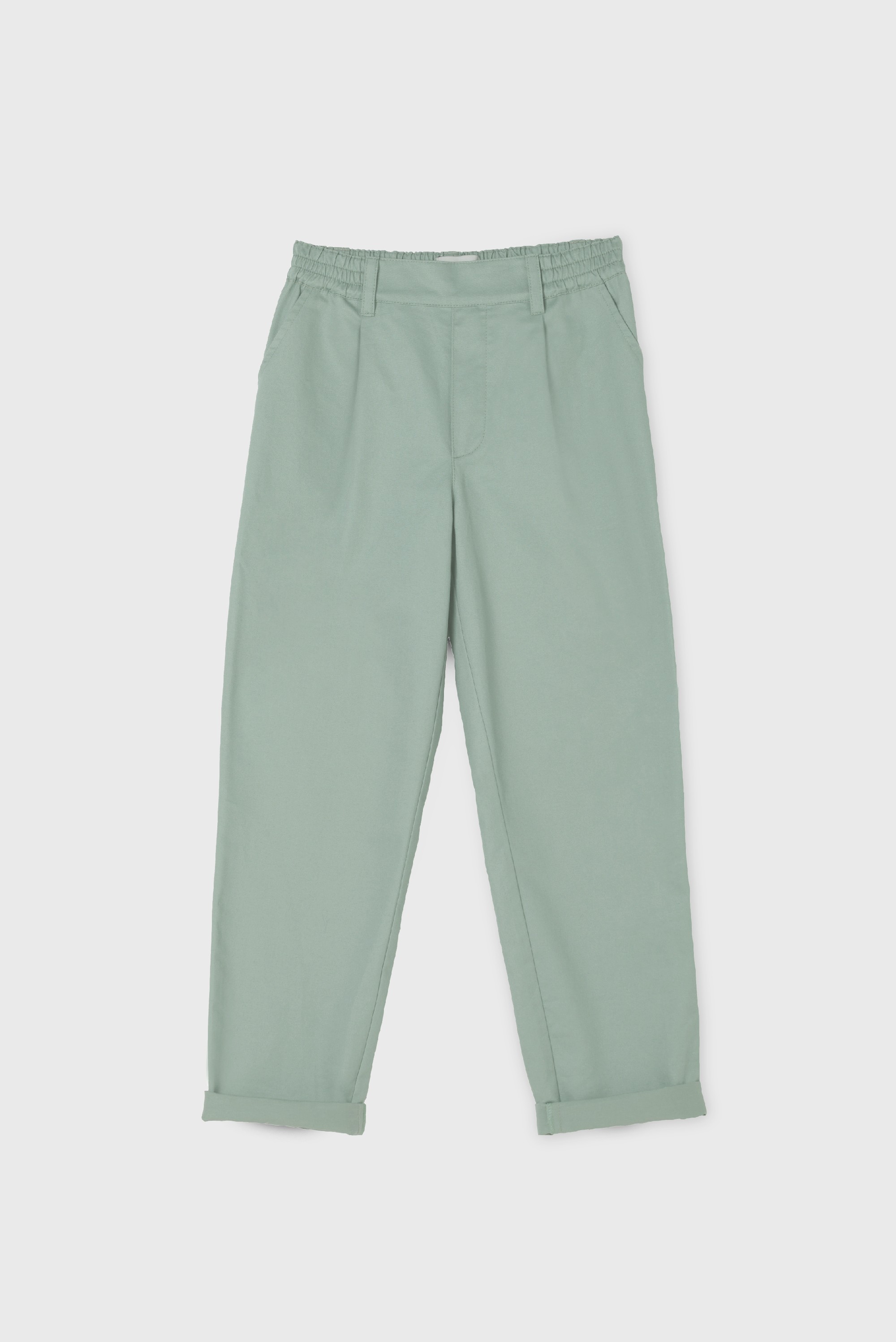 GREEN COTTON GABARDINE PLEATED PANT