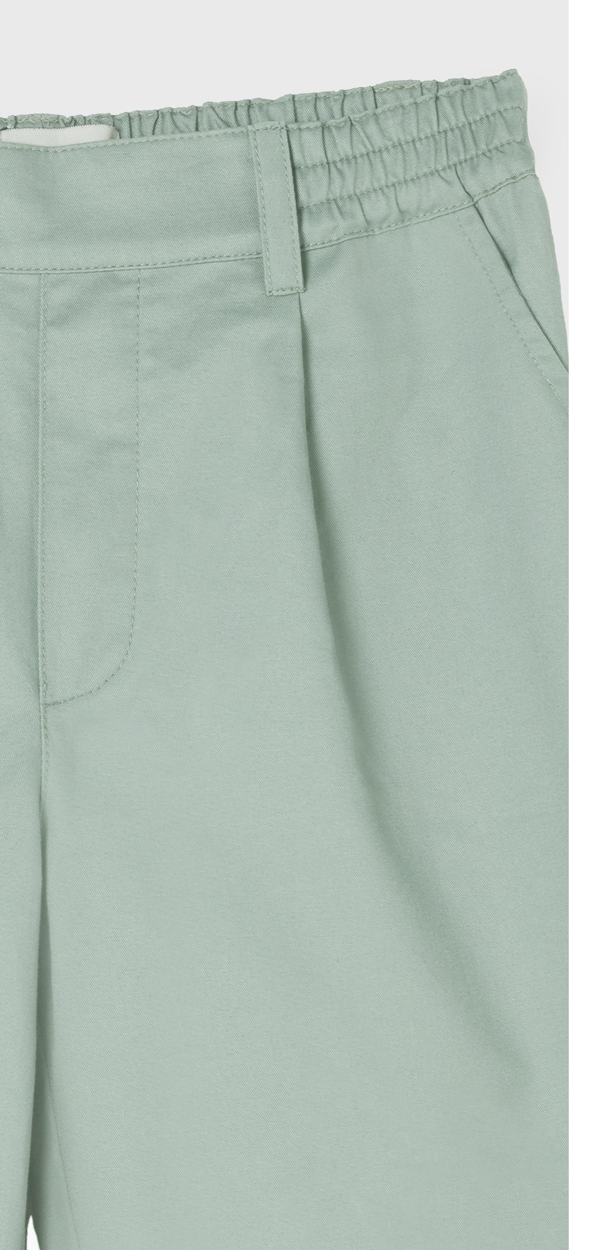 GREEN COTTON GABARDINE PLEATED PANT