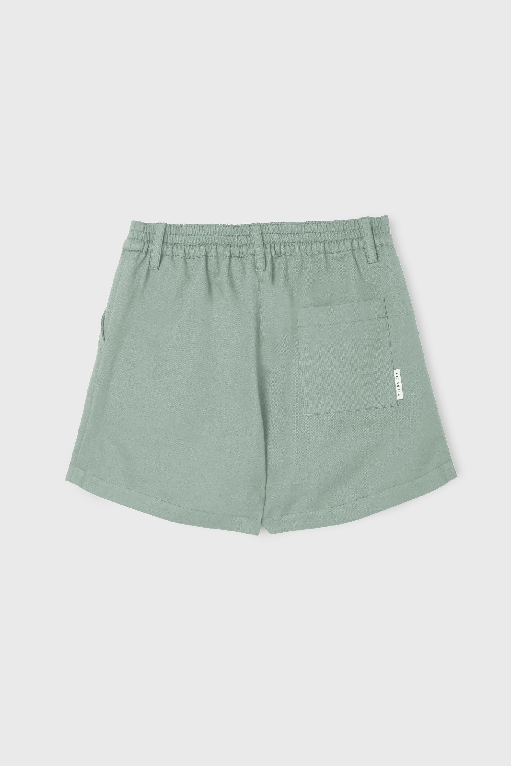GREEN COTTON GABARDINE PLEATED SHORT