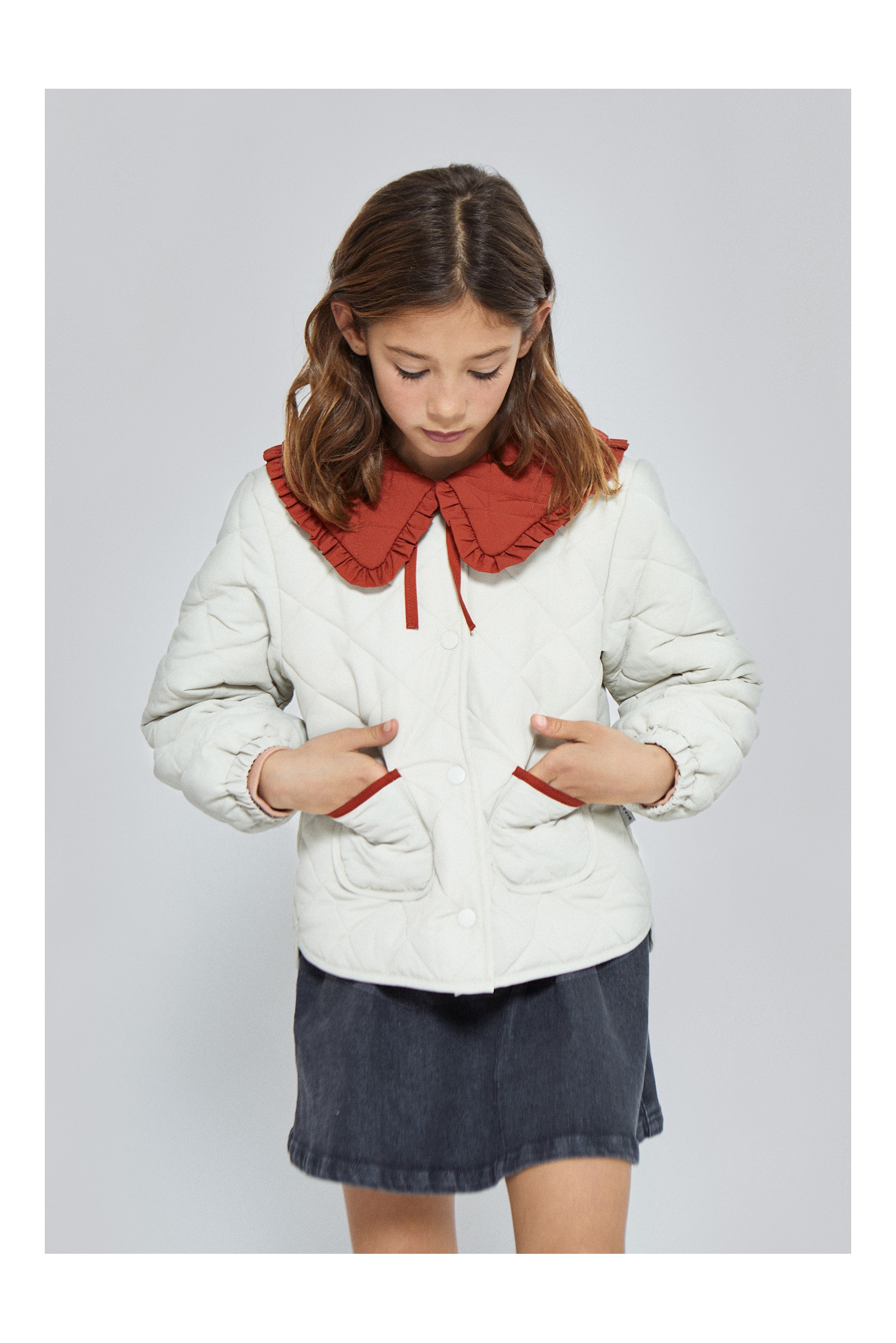 MUGUET】 tweed frill sailor jacket ブラック - メルカリ muguet 