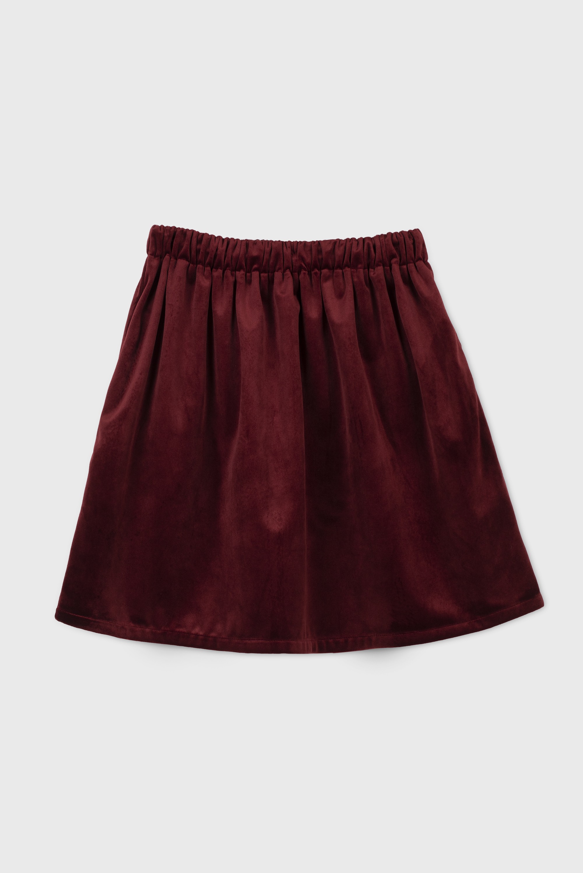 RED VELVET SHIRRED SKIRT