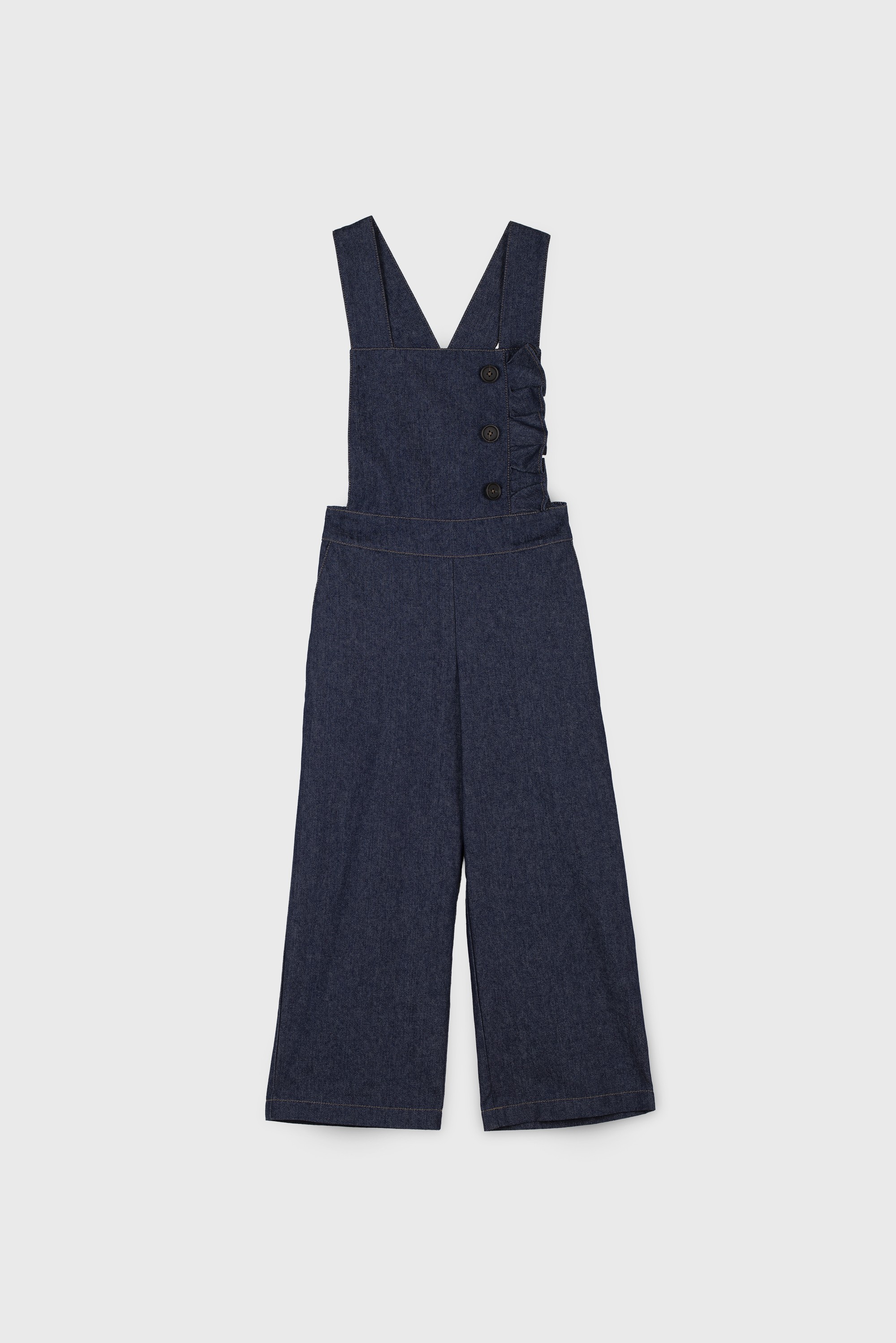 RUFFLE DENIM JUMPSUIT